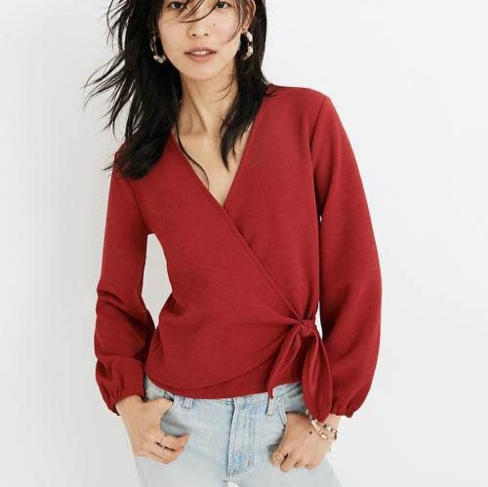 Madewell texture & thread crepe wrap top